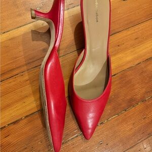 Wilda Kitten-Heel Mules by Reformation in Red